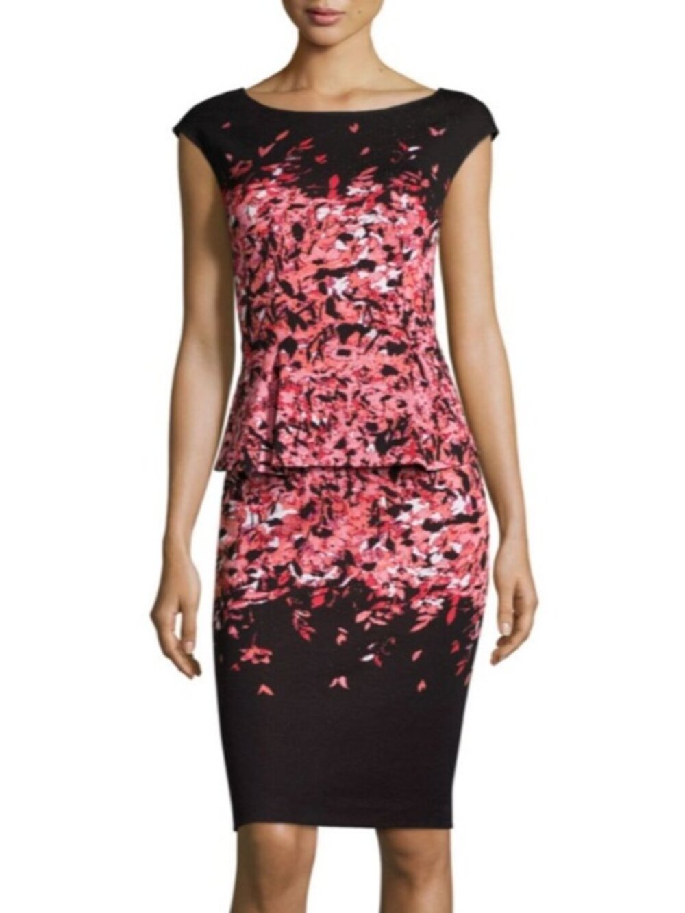 St. John Collection peplum jacquard knit Dress pink print 8